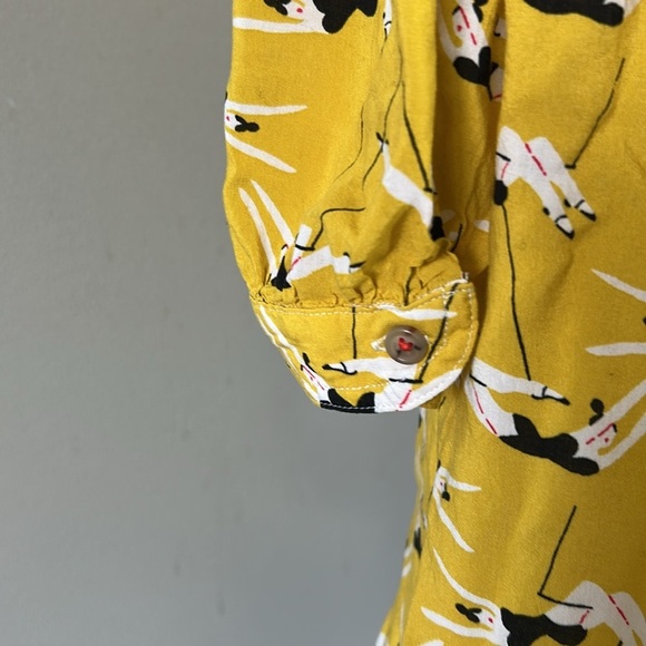 Anthropologie Emily Isabella Robina Blouse TRAPEZISTS Yellow Circus Top Sz XS - Picture 9 of 16